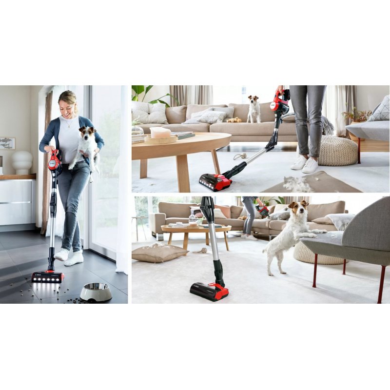 Bosch BCS711PET stick vacuum/electric broom Battery Dry Bagless 0.3 L Black Red 3 Ah