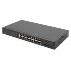 Digitus 24-Port Gigabit Netzwerkswitch, 19 Zoll, unmanaged,2 Uplink Ports, SFP