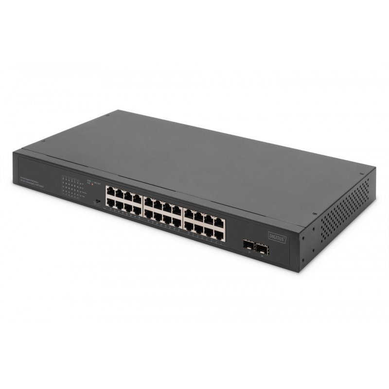 Digitus Commutateur réseau Gigabit 24 ports, 19 pouces, Unmanaged, 2 ports SFP uplink