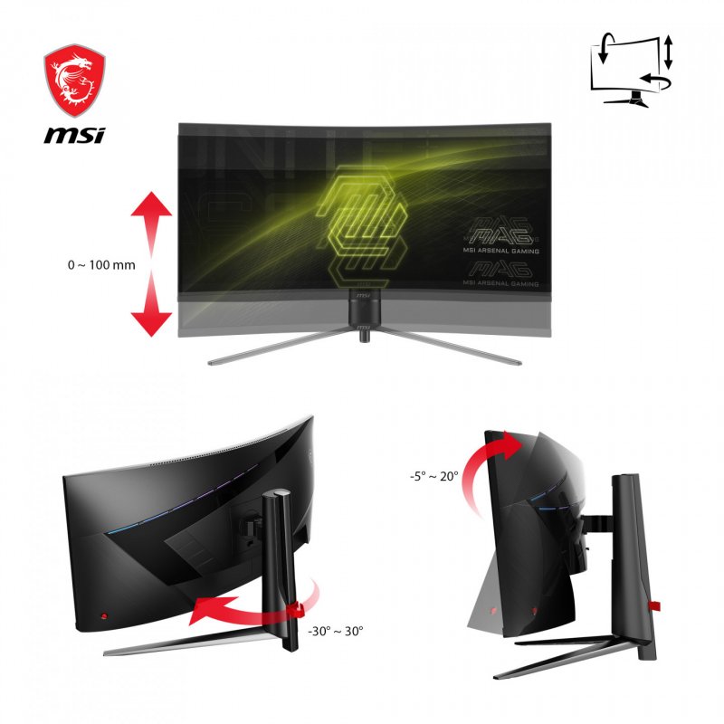 MSI MAG 345CQRDE computer monitor 86.4 cm (34") 3440 x 1440 pixels UltraWide Dual Quad HD Black