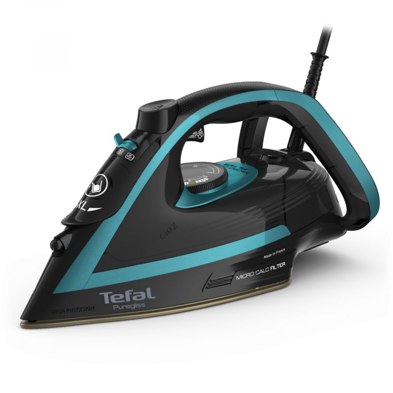 Tefal Puregliss FV8066 Fer à repasser à sec ou à vapeur Durilium AirGlide Autoclean soleplate 3000 W Noir, Bleu