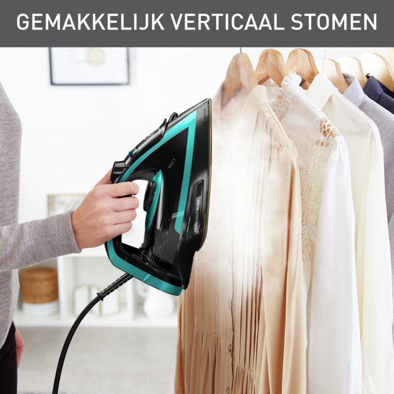 Tefal Puregliss FV8066 Fer à repasser à sec ou à vapeur Durilium AirGlide Autoclean soleplate 3000 W Noir, Bleu