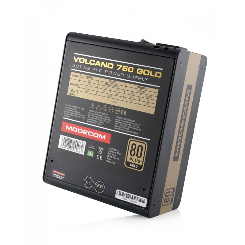 Modecom Volcano Gold unité d'alimentation d'énergie 750 W 20 4 pin ATX ATX Noir