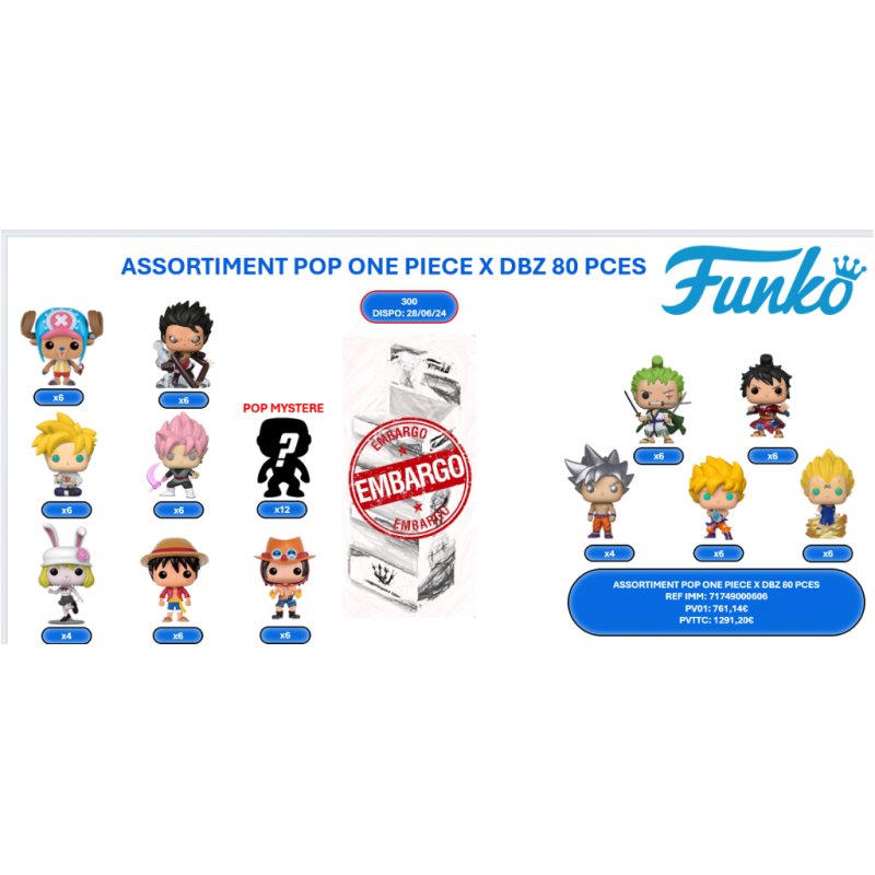 ASSORTIMENT POP ONE PIECE X DBZ 80 PCES