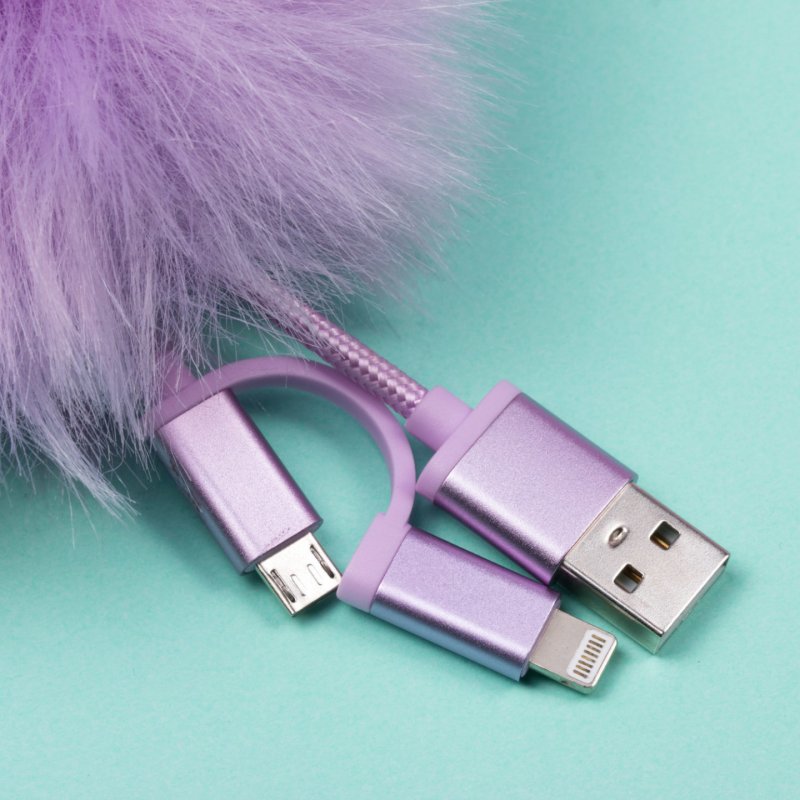 Pusheen Câble de chargement USB 3in1 avec porte-clés Pom Pom