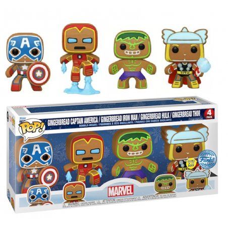 MARVEL - Holiday Gingerbread - 4 Pack Funko Pop GITD SPECIAL EDITION