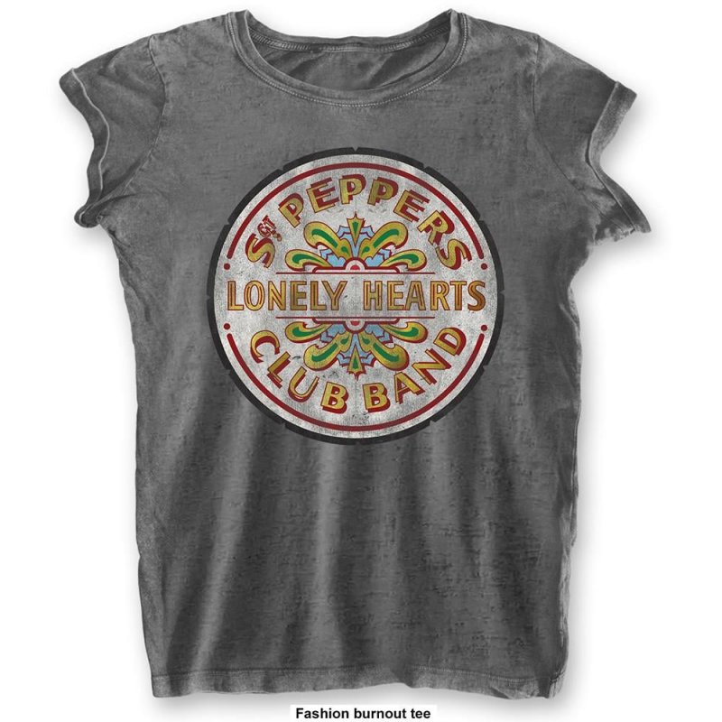 THE BEATLES - T-Shirt BurnOut Col - Sgt Pepper Drum - Woman (XL)