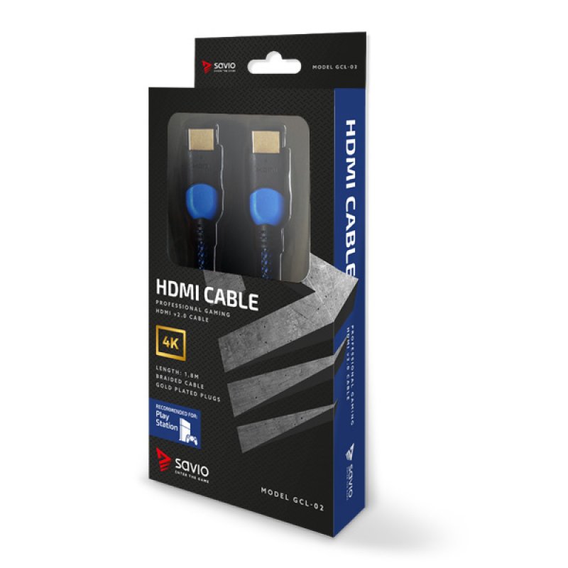 Savio GCL-02 HDMI cable 1.8 m HDMI Type A (Standard) Black, Blue