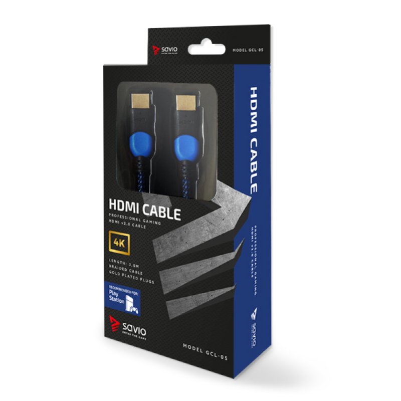 Savio GCL-05 HDMI cable 3 m HDMI Type A (Standard) Black Blue