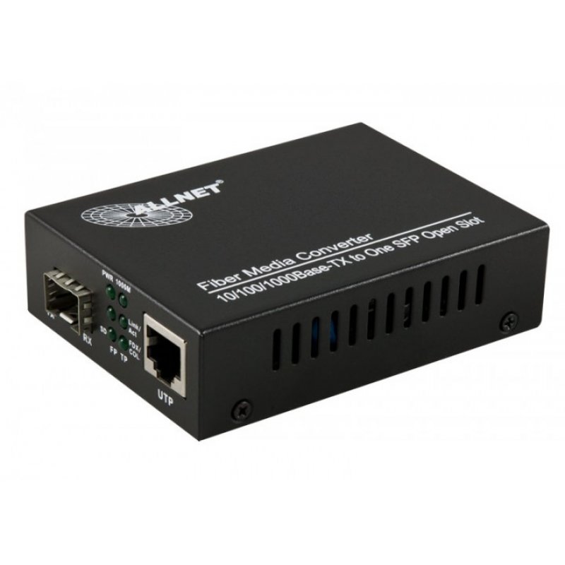 ALLNET ALL-MC104G-SFP1 convertisseur de support réseau 1000 Mbit/s Multimode, Monomode Noir