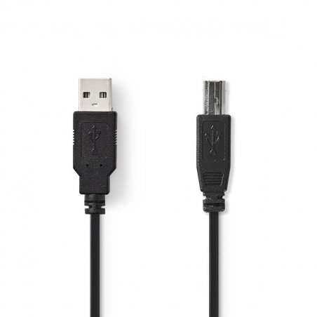 NEDIS USB-Kabel | USB 2.0 | 2.00 m | USB-A Stecker | USB-B Stecker | 480 Mbps | Vernickelt | rund | PVC | Schwarz | Box