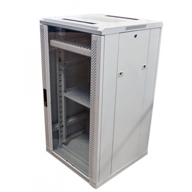 ALLNET Netzwerkschrank 19" 22HE B600/T 600mm Glastür Lichtgrau SNB-Serie