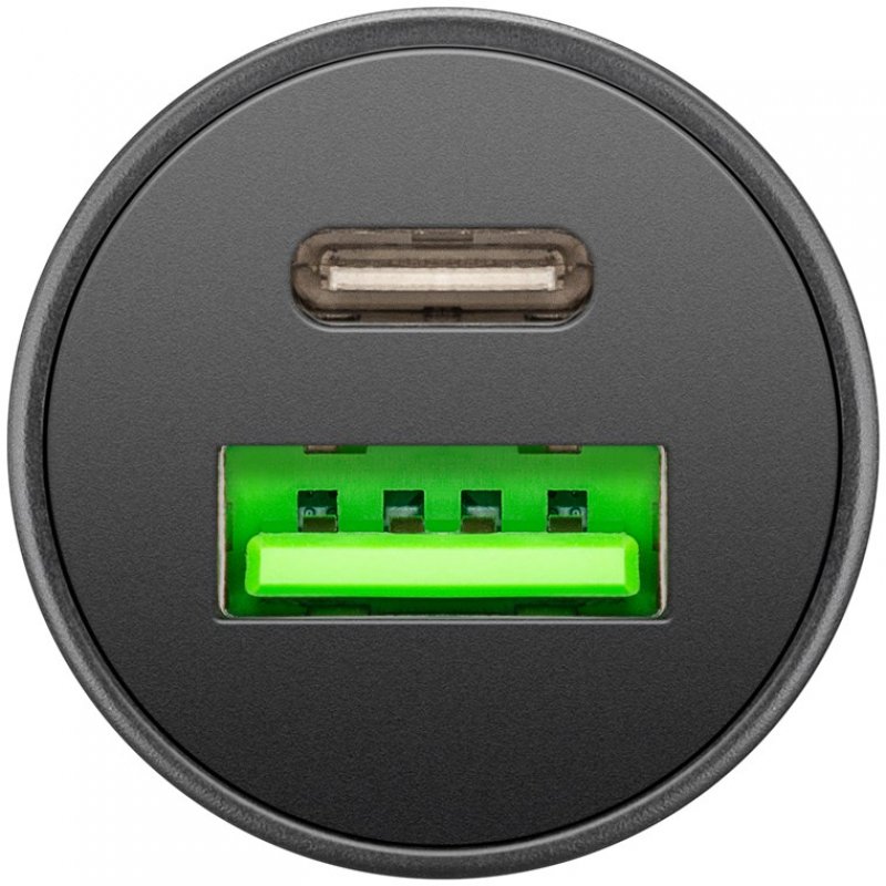 Dual-USB Auto-Schnellladegerät 45 Watt (schwarz, 1x USB-C, 1x USB-A, Power Delivery, 12 / 24 Volt)