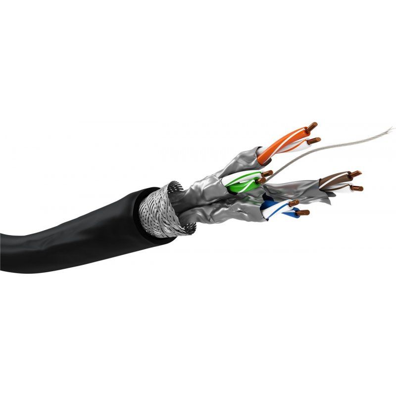 Goobay CAT 7 Outdoor Network Cable, S/FTP (PiMF), black, 100 m