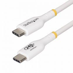StarTech.com 2m White USB-C Charging Cable, USB-IF Certified USB C Cable, 240W PD EPR, USB 2.0 Type-C Laptop Charger