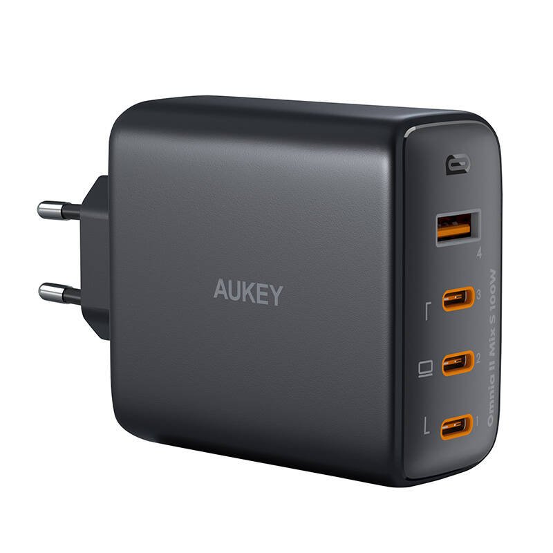Wall charger AUKEY PA-B7S Omnia II GaN 3xUSB-C 1xUSB-A PD 3.0 PPS 100W