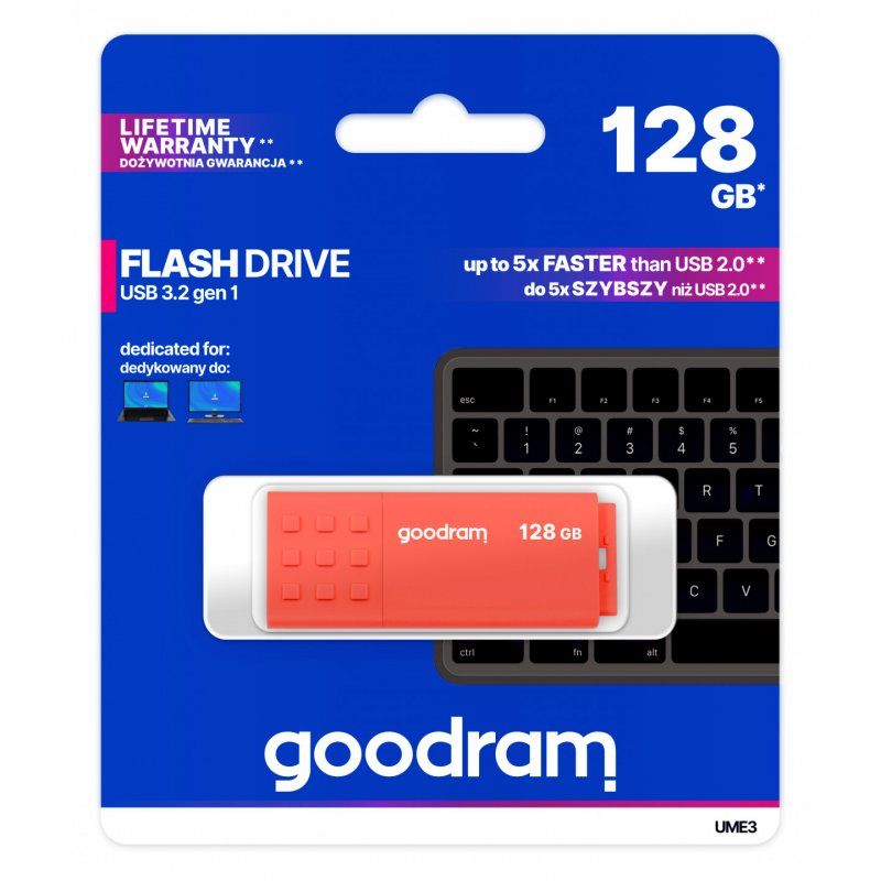 Goodram UME3 lecteur USB flash 128 Go USB Type-A 3.2 Gen 1 (3.1 Gen 1) Orange
