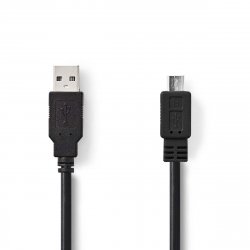 NEDIS USB-Kabel | USB 2.0 | USB-A Stecker | USB Micro-B Stecker | 480 Mbps | Vernickelt | 2.00 m | rund | PVC | Schwarz