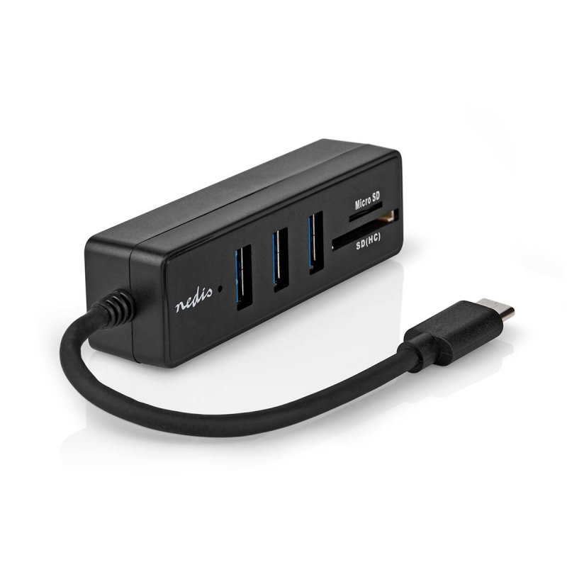 Nedis USB-Hub 1x USB-C™ 3x USB A Buchse - 5-Port port(s), USB 3.2 Gen 1, Stromversorgung über USB, 5 Gbps, SD &