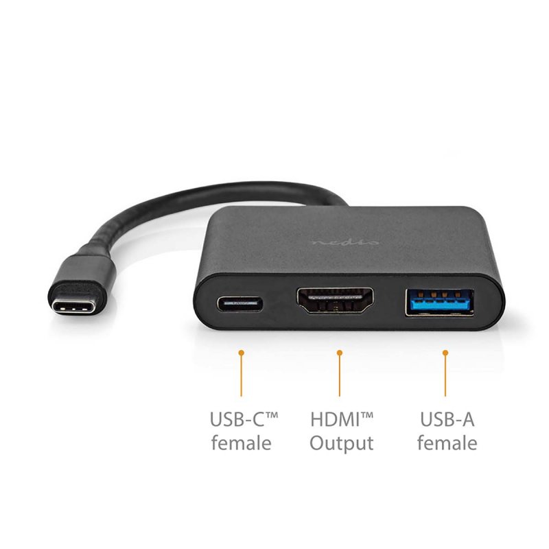 Nedis USB Multi-Port-Adapter USB 3.2 Gen 1 - USB-C™ Stecker, HDMI™ Ausgang, USB-A Buchse, USB-C™ Buchse, 5 Gbps,