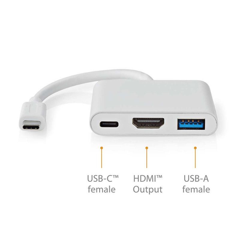 Nedis USB Multi-Port-Adapter USB 3.2 Gen 1 - USB-C™ Stecker, HDMI™ Ausgang, USB-A Buchse, USB-C™ Buchse, 5 Gbps,