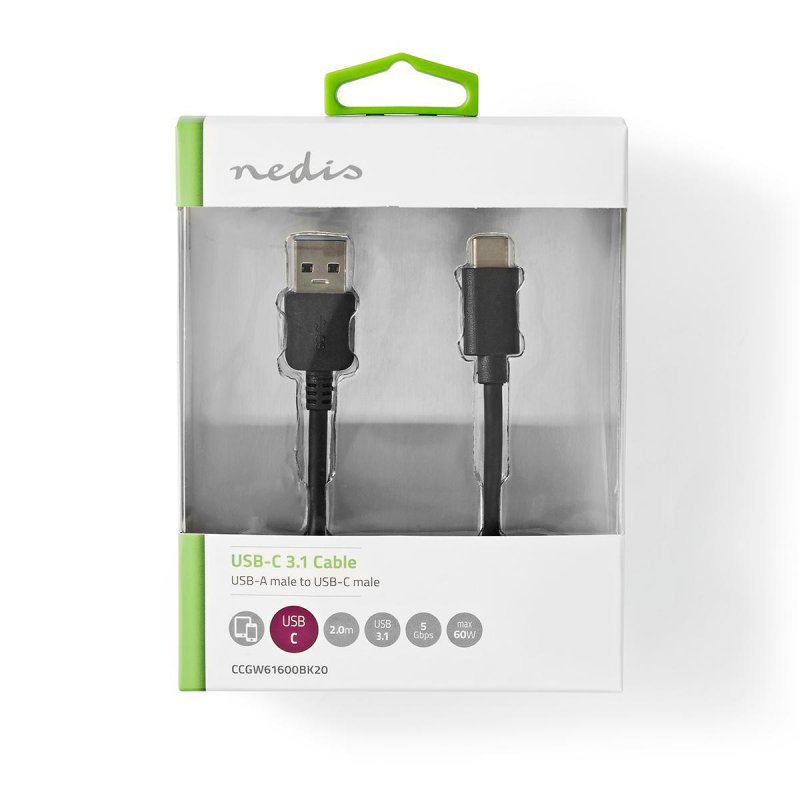 Nedis CCGW61600BK20 USB cable USB 3.2 Gen 1 (3.1 Gen 1) 2 m USB A USB C Black
