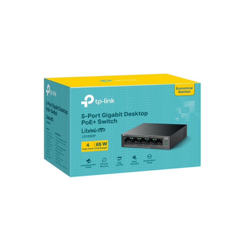 TP-Link LiteWave 5-Port Gigabit Desktop Switch with 4-Port PoE 
