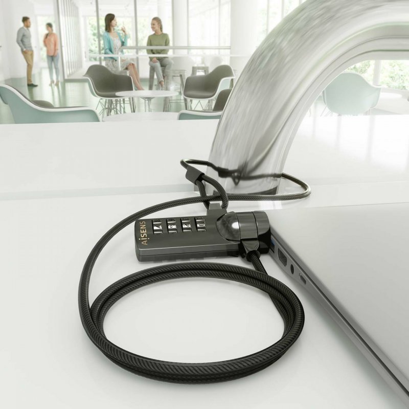 AISENS Security cable with combination lock for Computer, Monitor, Laptop 1.5m