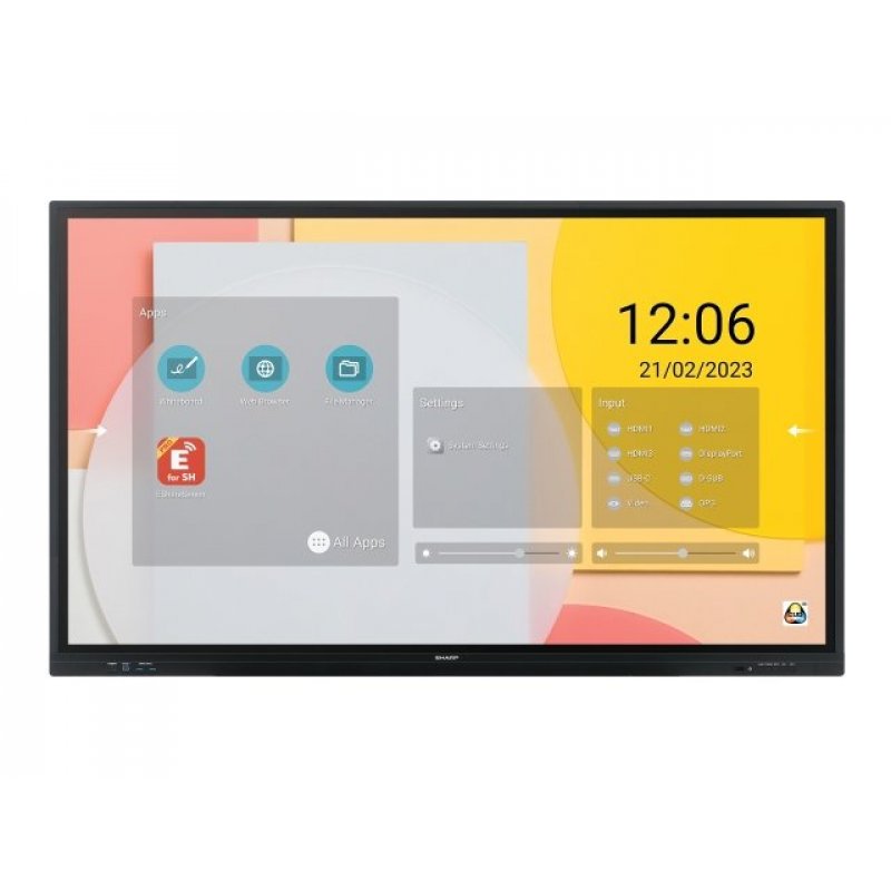 Sharp PN-LC752 Digital signage flat panel 190.5 cm (75") LCD Wi-Fi 450 cd/m² 4K Ultra HD Black Touchscreen Built-in