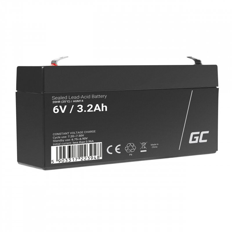 Green Cell AGM14 Batterie de l'onduleur Sealed Lead Acid (VRLA) 6 V 3,2 Ah