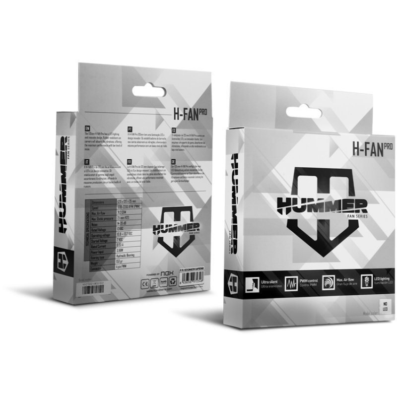 NOX H-FAN PRO Computer case 12 cm Black, White