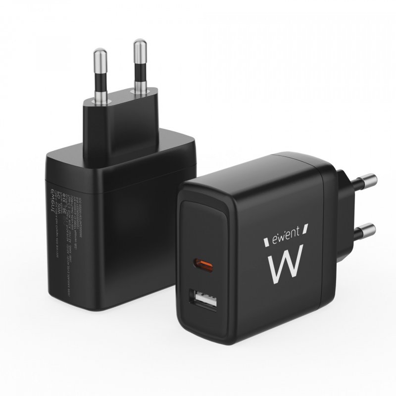 CARGADOR RAPIDO EWENT 2PUERTOS (USB-C/A) 65W