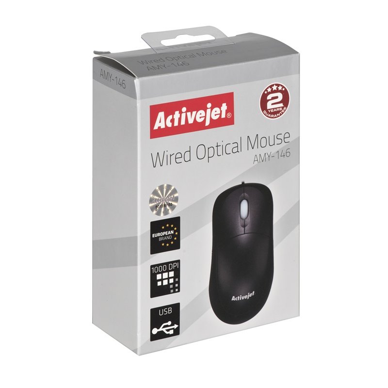 Activejet AMY-146 wired computer mouse (optical 1000 DPI black)