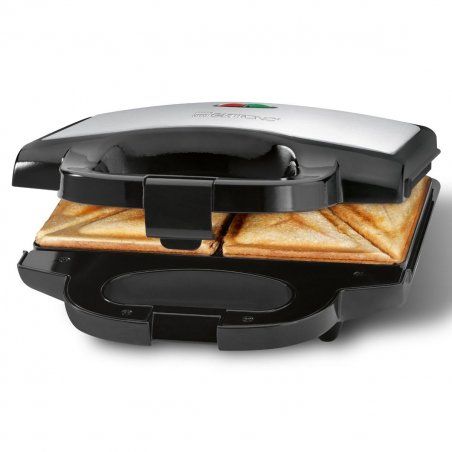 Clatronic ST 3778 gaufrier et appareil à croque-monsieur 750 W Noir, Acier inoxydable