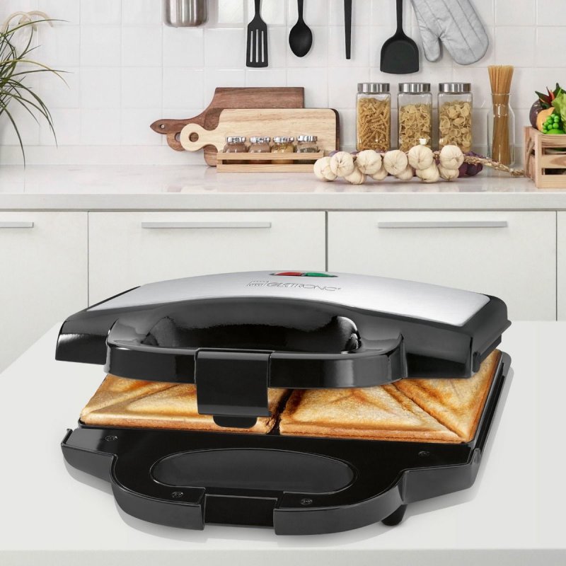 Clatronic ST 3778 sandwich maker 750 W Black Stainless steel