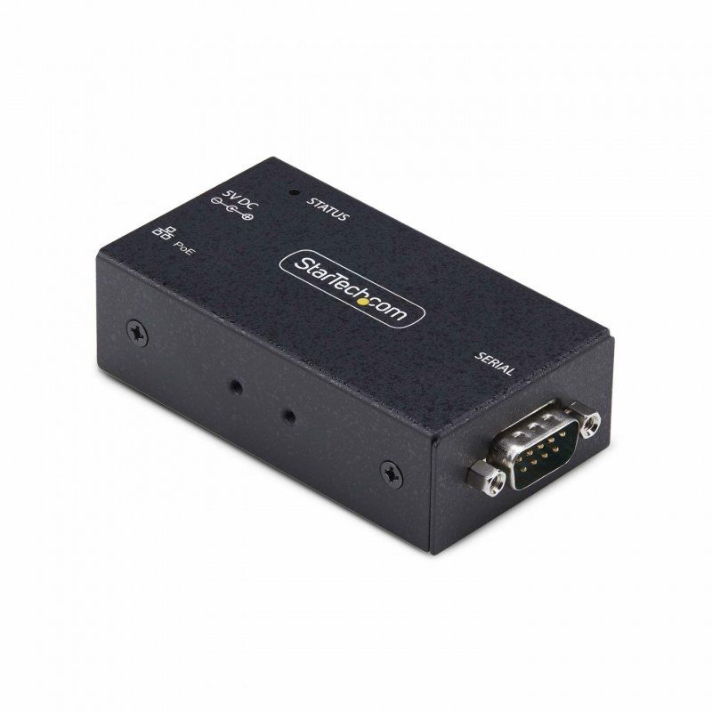 StarTech.com 1-Port Serial to Ethernet Adapter, 802.3af PoE IP Serial Device Server For Remote RS232 Devices, Wall/DIN