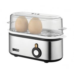 Eierkocher Mini (edelstahl/schwarz, 210 Watt, für 3 Eier)