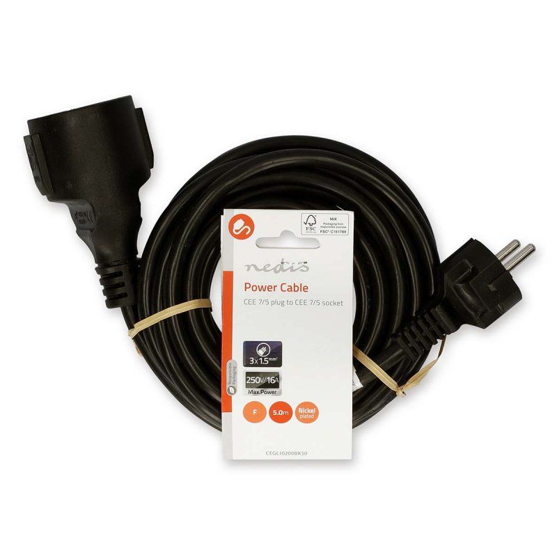 Nedis CEGL10200BK50 câble électrique Noir 5 m CEE7/7
