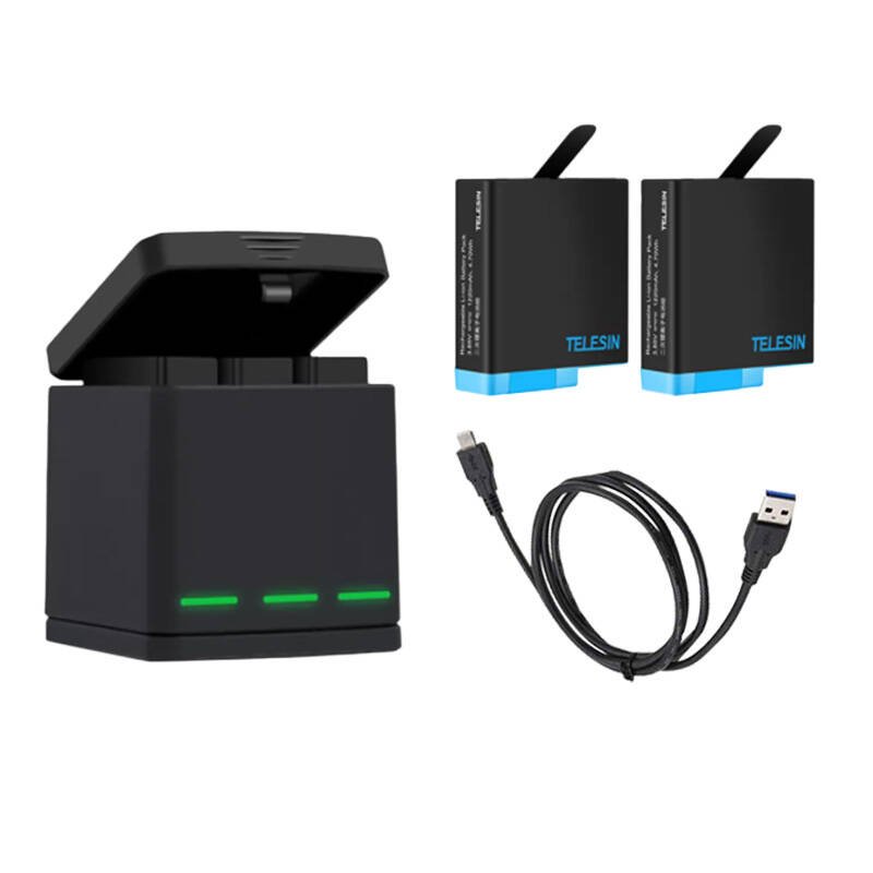 3-slot charger box Telesin for GoPro Hero 8 2 batteries (GP-BNC-801)