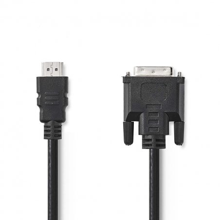 NEDIS HDMI™ -Kabel | HDMI™ Stecker | DVI-D 24 1-Pin Stecker | 1080p | Vernickelt | 2.00 m | Gerade | PVC | Schwarz