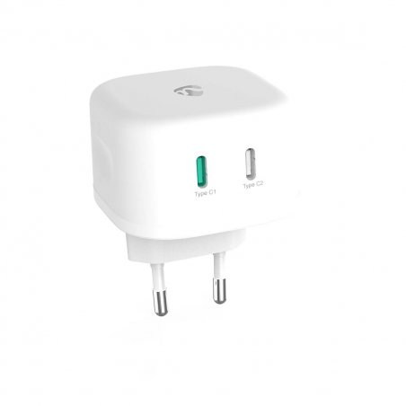 Nedis Netzladegerät | 45 W | GaN | Schnellladefunktion - 2.25 A / 3.0 A | Anzahl der Ausgänge: 2 | 2x USB-C™ |