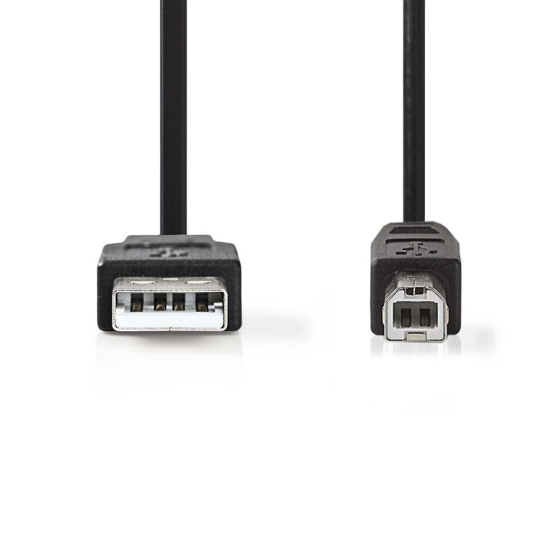 Nedis USB-Kabel | USB 2.0 | USB-A Stecker | USB-B Stecker - 480 Mbps | Vernickelt | 3.00 m | Rund | PVC | Schwarz | Box