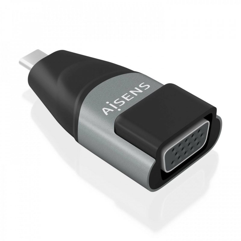 AISENS Aluminum USB-C to VGA Converter Adapter, USB-C/M-HDB15/H, Gray