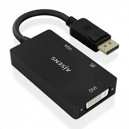 AISENS A125-0861 câble vidéo et adaptateur 0,15 m DisplayPort VGA HDMI DVI Noir