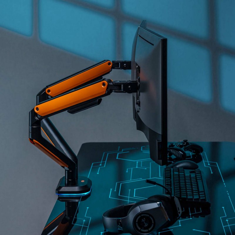 AISENS RGB Gaming Table Stand with rotating and tilting counterweight for Monitor/TV 9Kg (3 Pivots, 2 Arms) from 17-32,