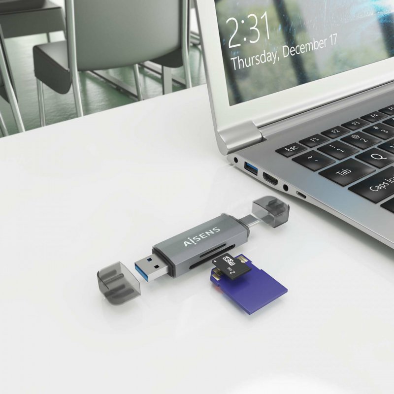 LECTOR TARJETAS AISENS SD MICRO SD MMC RS-MMC MMC MICRO USB-C Y A