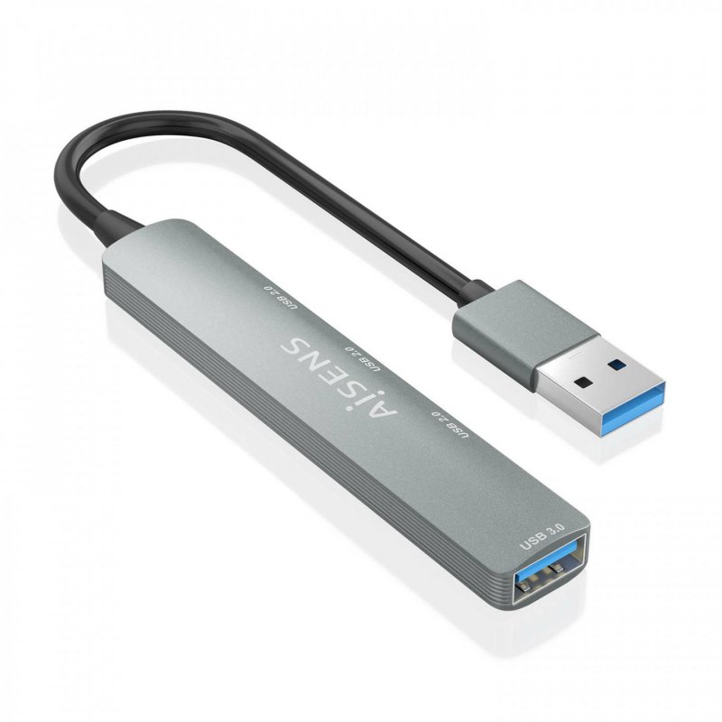HUB AISENS USB 3.0 ALUMINIO 1XUSB3.0 A/H 3XUSB2.0 A/H GRIS 10CM