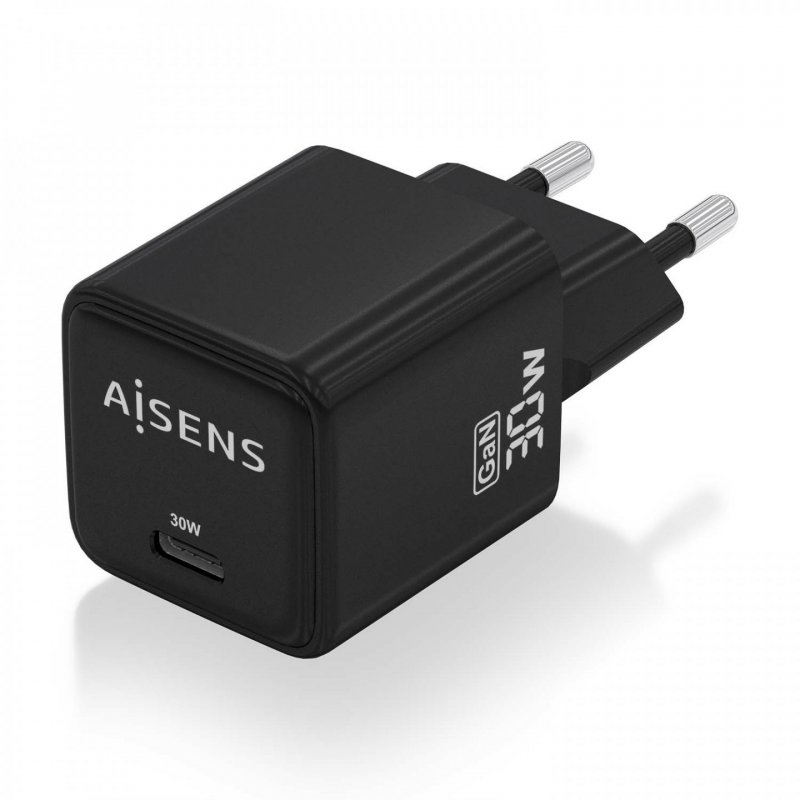 CARGADOR AISENS GAN 30W 1XUSB-C PD3.0 QC4.0 NEGRO
