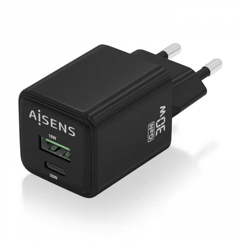 AISENS ASCH-30W2P038-BK chargeur d'appareils mobiles Universel Noir Secteur Charge rapide Intérieure