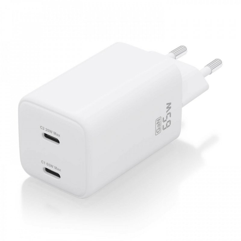 CARGADOR AISENS GAN 65W 2XUSB-C PD3.0 QC4.0 BLANCO